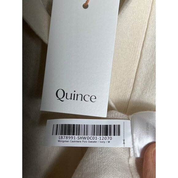NWT Quince Cashmere Polo Sweater Ivory Mongolian Luxury Pullover Womens M - Picture 5 of 10